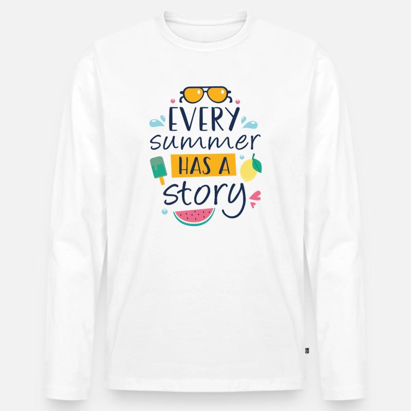 Jeder Sommer hat eine Geschichte - Männer Premium Bio Langarmshirt - Weiß