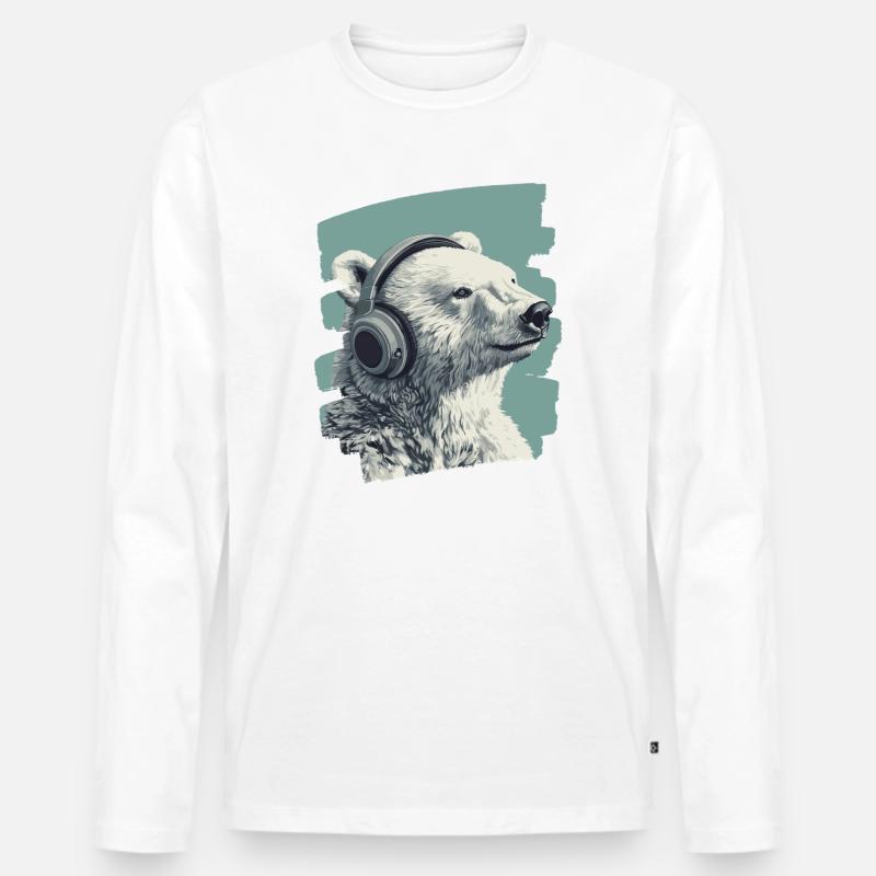 Eisbär - Männer Premium Bio Langarmshirt - Weiß