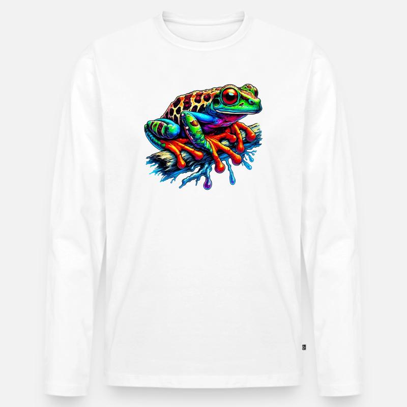 Frosch - Männer Premium Bio Langarmshirt - Weiß