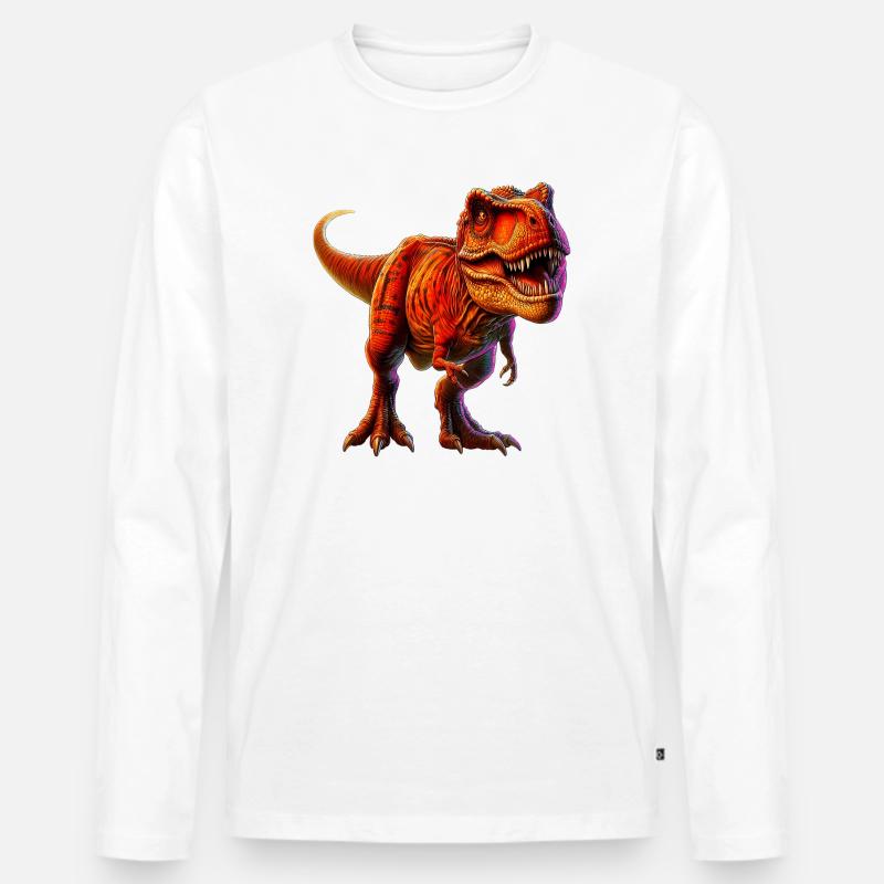 Dinosaurier - Männer Premium Bio Langarmshirt - Weiß