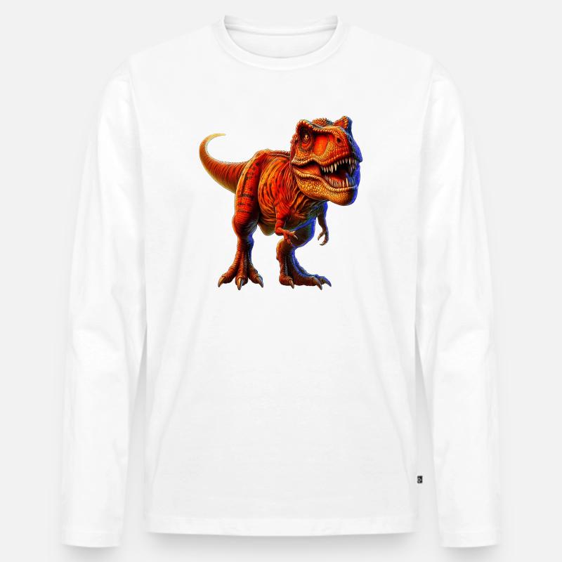 Dinosaurier - Männer Premium Bio Langarmshirt - Weiß