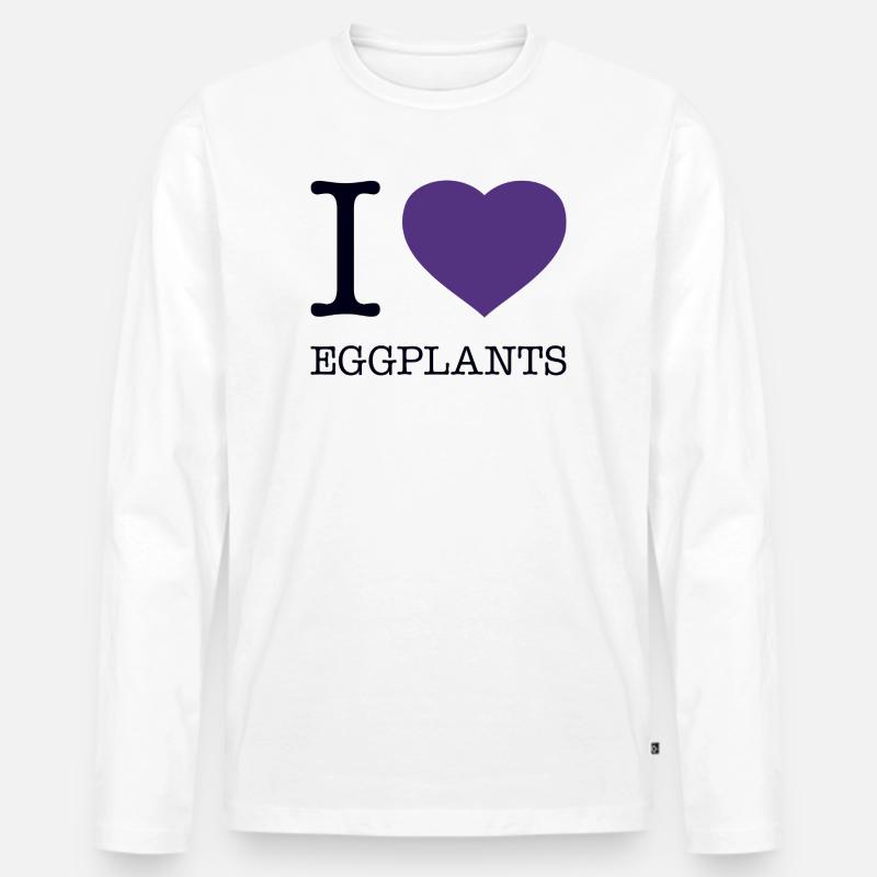 I LOVE EGGPLANTS Auberginen - Männer Premium Bio Langarmshirt - Weiß