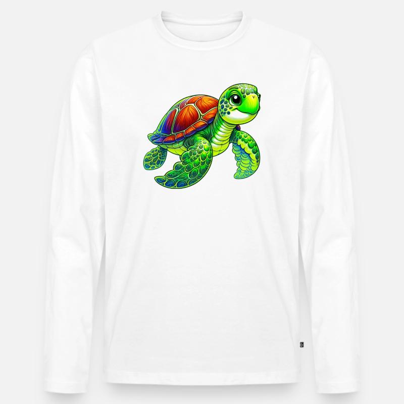 Schildkröte - Männer Premium Bio Langarmshirt - Weiß