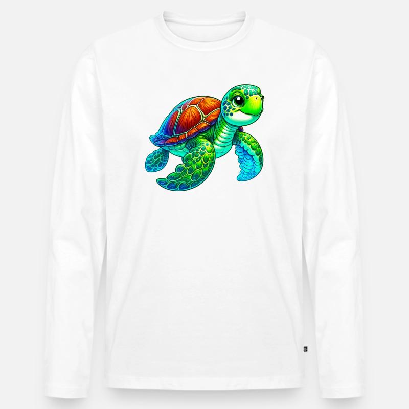 Schildkröte - Männer Premium Bio Langarmshirt - Weiß