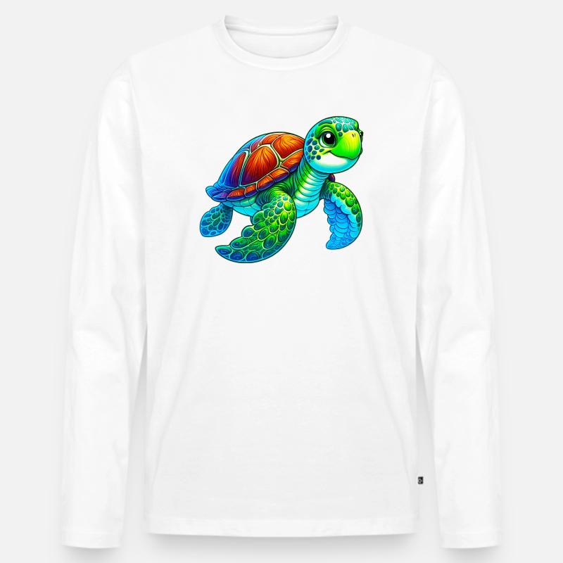 Schildkröte - Männer Premium Bio Langarmshirt - Weiß