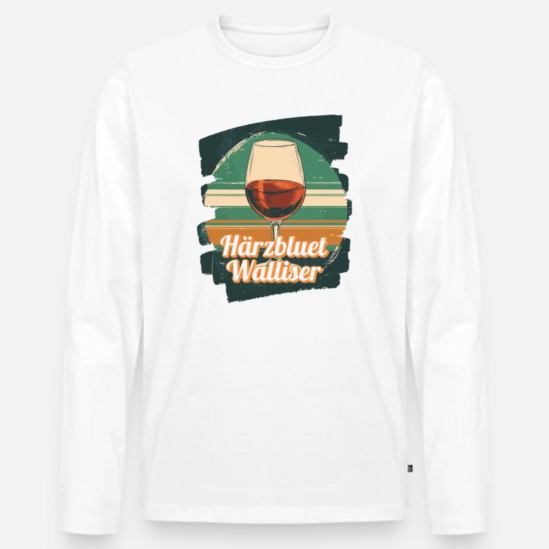 Härzbluetwalliser Walliser Wallis Schweiz - Männer Premium Bio Langarmshirt - Weiß