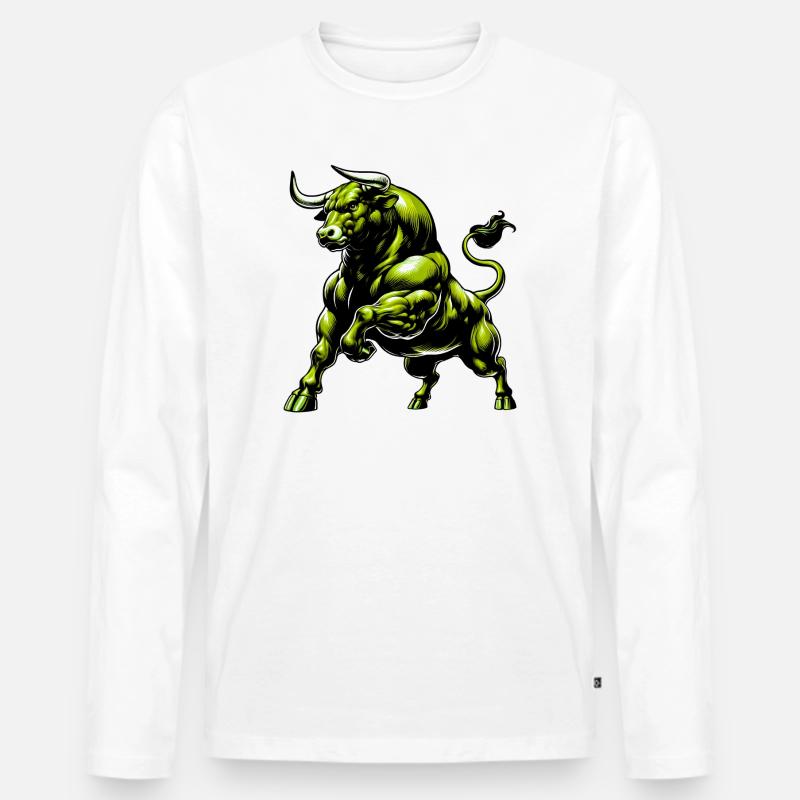 Stier - Männer Premium Bio Langarmshirt - Weiß