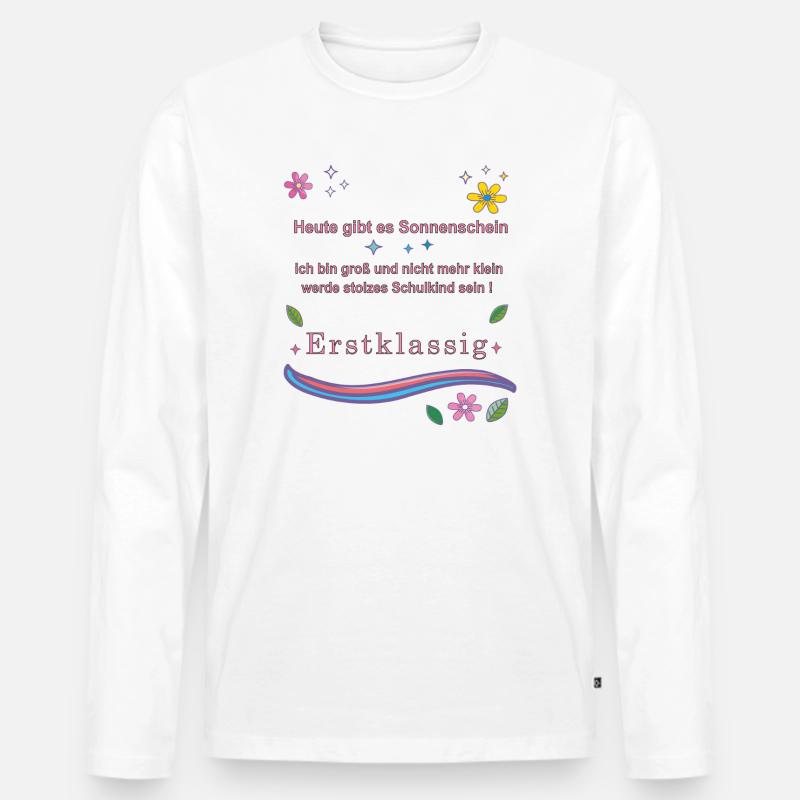 Schulkind Erstklassig - Männer Premium Bio Langarmshirt - Weiß