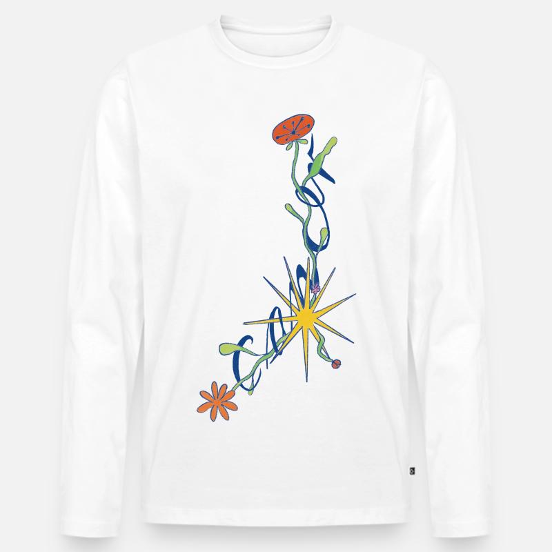 Cancer – Florales Sternzeichen-Design mit Sternen - Männer Premium Bio Langarmshirt - Weiß