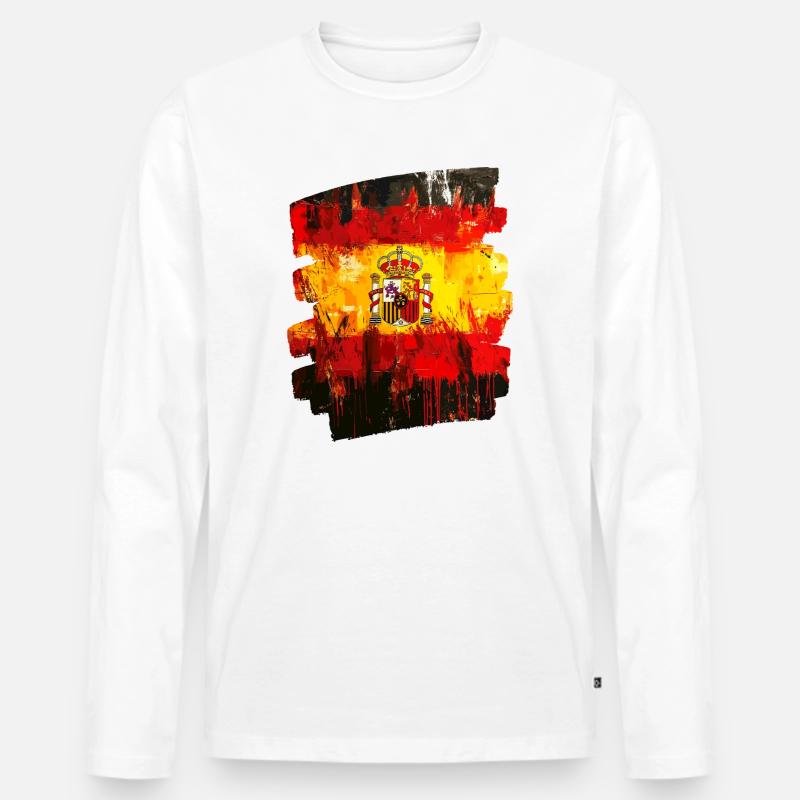 Spanische Flagge Spanien - Männer Premium Bio Langarmshirt - Weiß