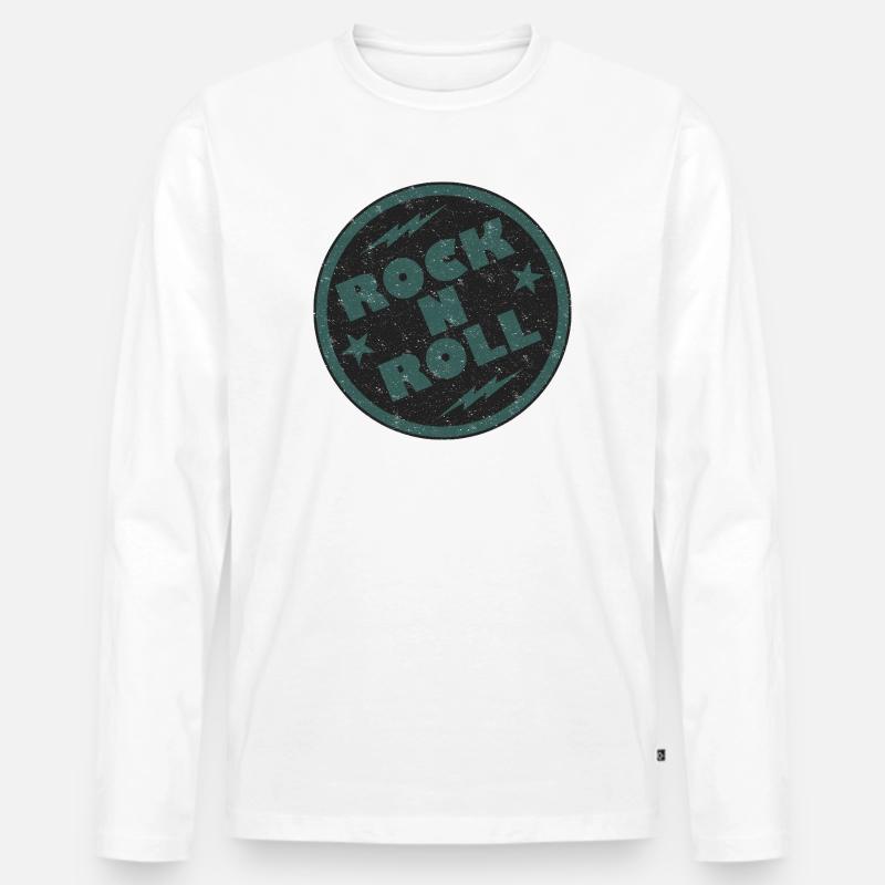 Retro Rock and Roll Abzeichen Design - Männer Premium Bio Langarmshirt - Weiß