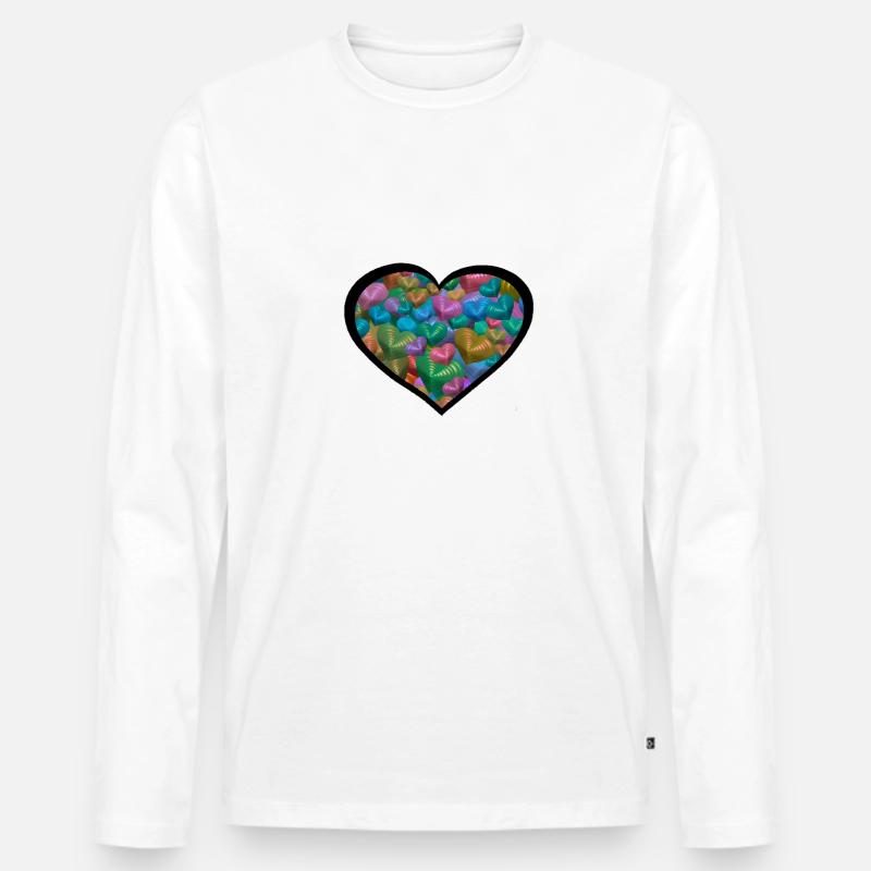 Herz Herzen bunt - Männer Premium Bio Langarmshirt - Weiß