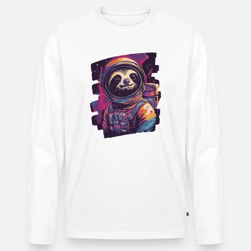 Faultier Astronaut - Männer Premium Bio Langarmshirt - Weiß