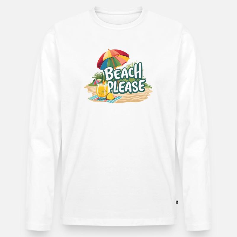 Sommer - Strand bitte - Männer Premium Bio Langarmshirt - Weiß
