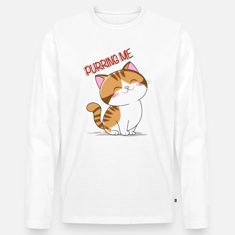 Purring me katze - Männer Premium Bio Langarmshirt - Weiß