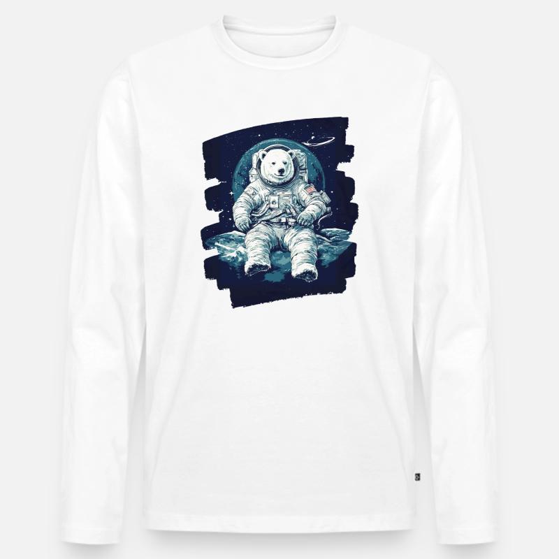 Eisbär Astronaut - Männer Premium Bio Langarmshirt - Weiß