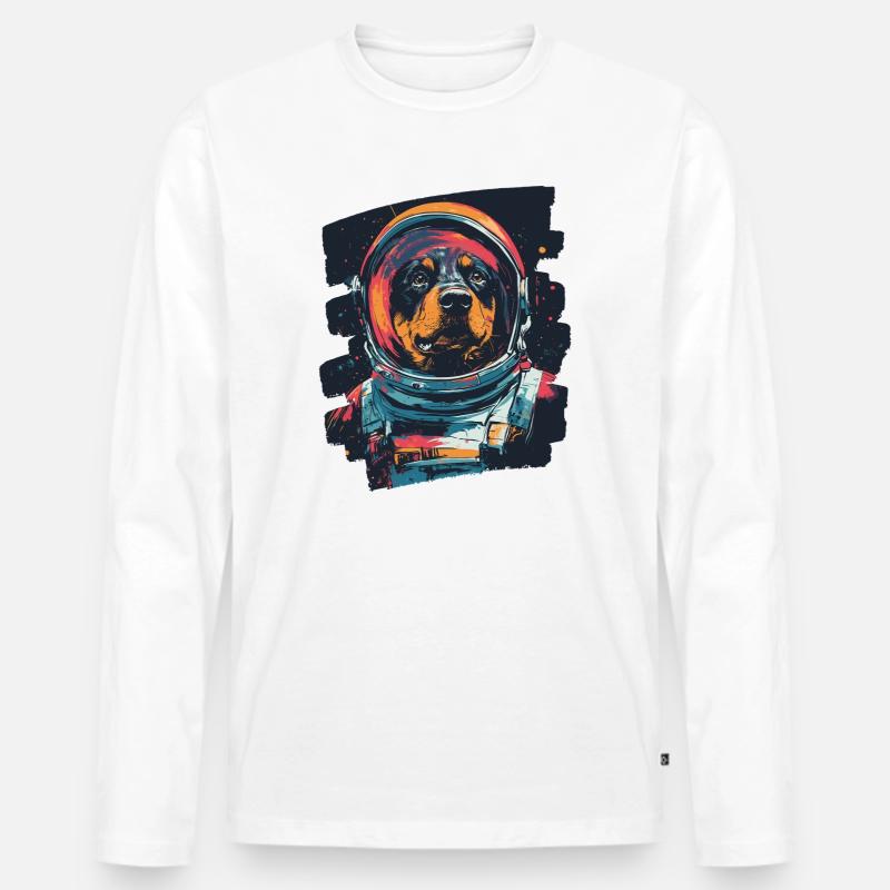 Rottweiler Astronaut - Männer Premium Bio Langarmshirt - Weiß