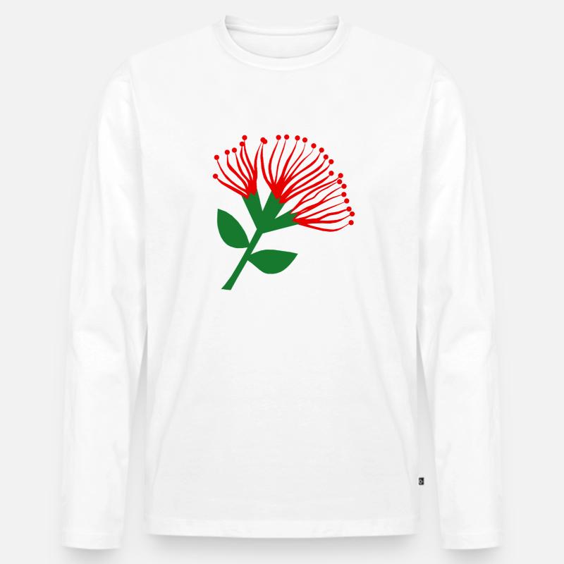 Pohutukawa Blume , Neuseeland - Männer Premium Bio Langarmshirt - Weiß