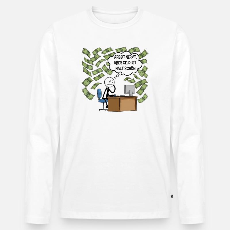 Arbeit nervt - Männer Premium Bio Langarmshirt - Weiß