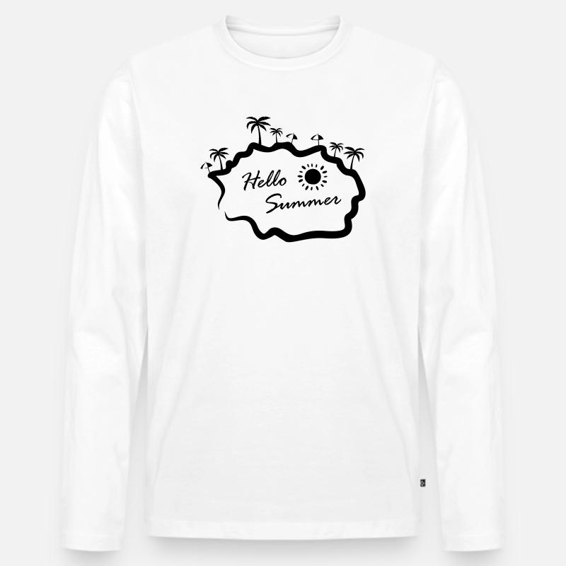 Hello Summer Insel Palmen - Männer Premium Bio Langarmshirt - Weiß