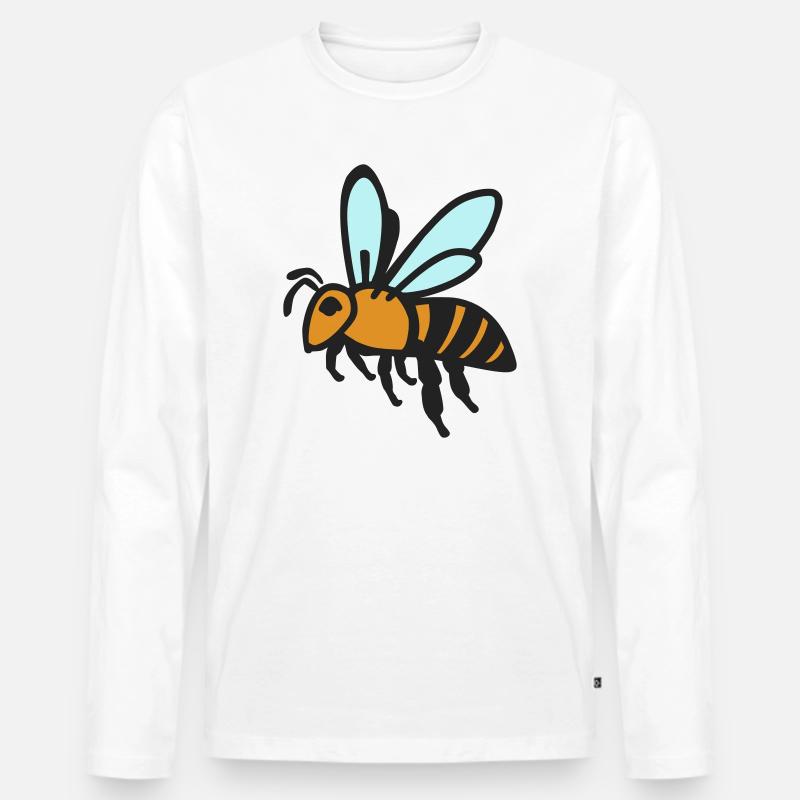 Biene - Männer Premium Bio Langarmshirt - Weiß