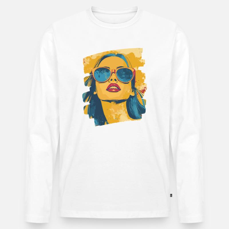 Sommer Sonne Retro - Männer Premium Bio Langarmshirt - Weiß