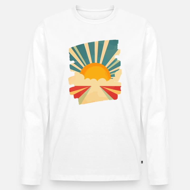 Sommer Sonne - Männer Premium Bio Langarmshirt - Weiß