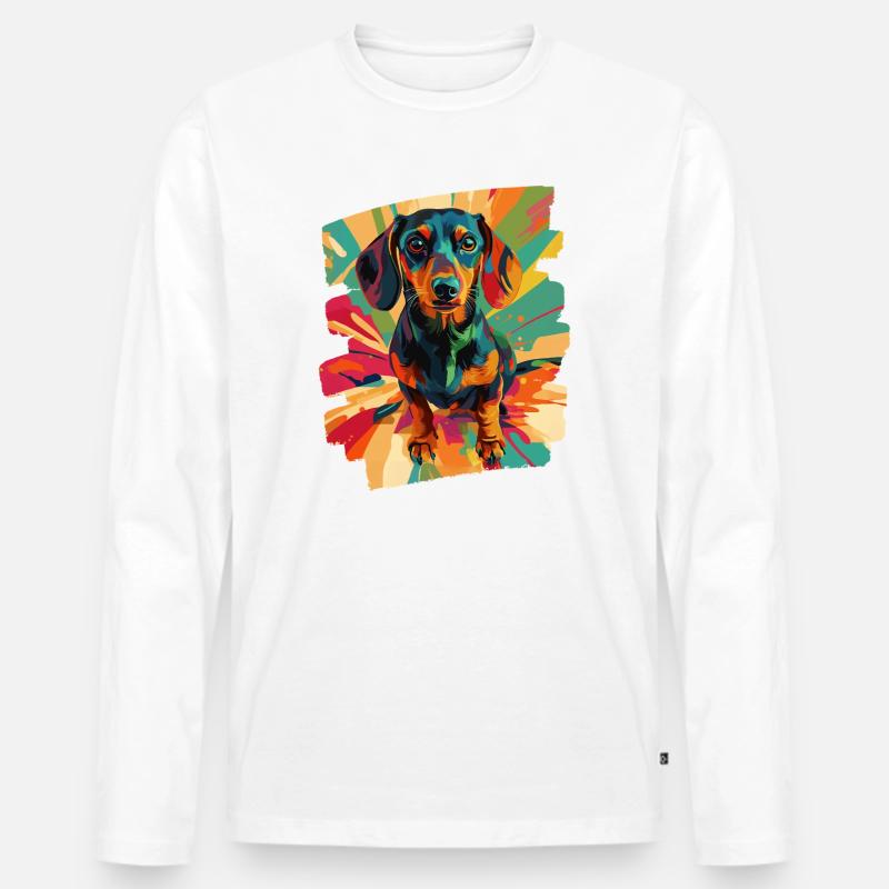 Dackel - Männer Premium Bio Langarmshirt - Weiß