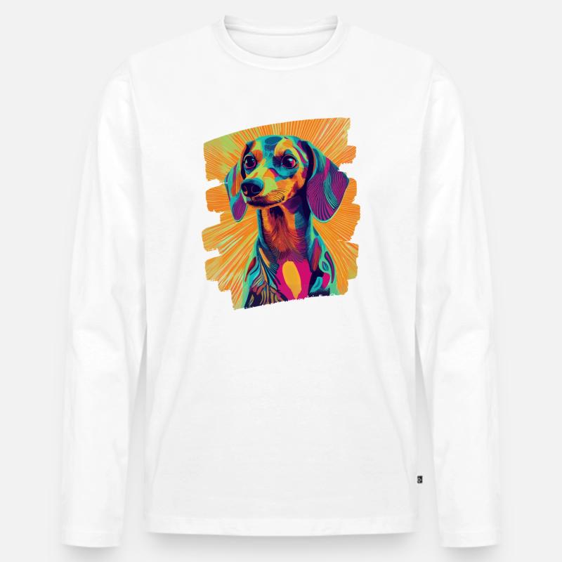 Dackel Dachshund - Männer Premium Bio Langarmshirt - Weiß