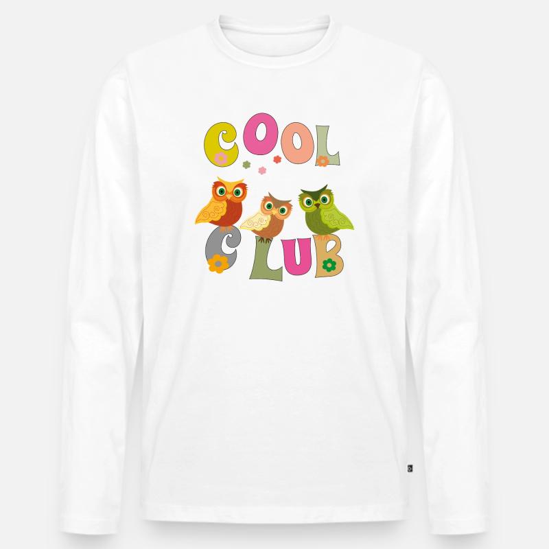 Cool Club , Eulen - Männer Premium Bio Langarmshirt - Weiß