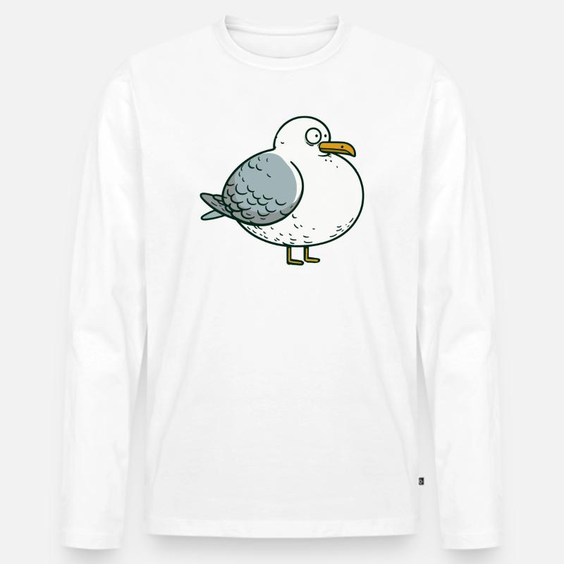 Comic dick fett Nordsee Moin Möwe Pier Hafen - Männer Premium Bio Langarmshirt - Weiß