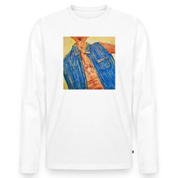 Bunter Denim-Blazer mit Sternanhänger Nemo - Männer Premium Bio Langarmshirt - Weiß - Vorne - Nico (187cm)