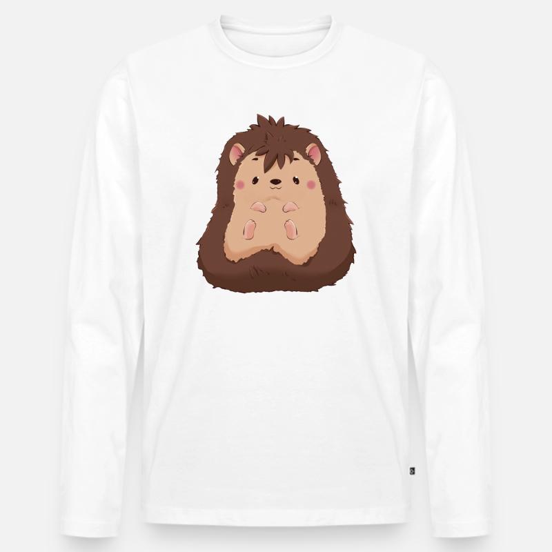 Igel - Männer Premium Bio Langarmshirt - Weiß