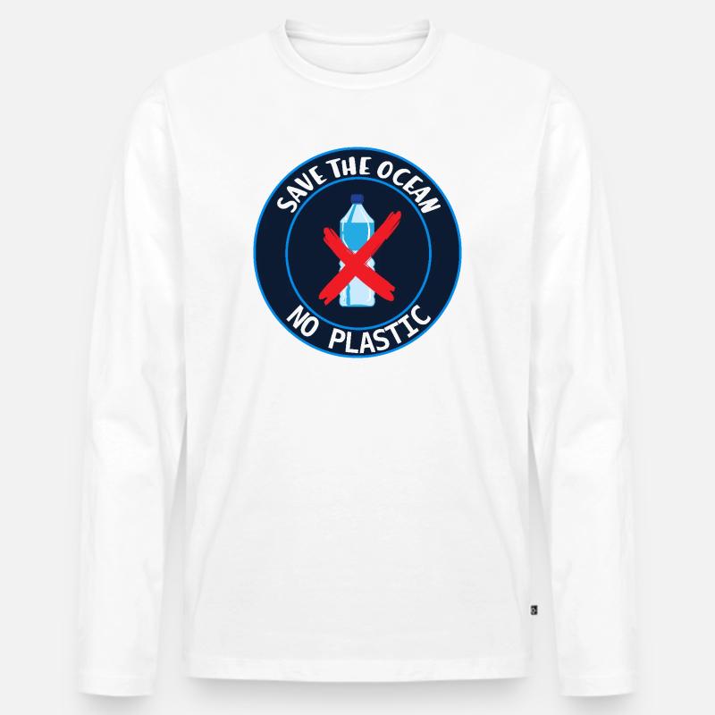 Retten Sie den Ozean - Männer Premium Bio Langarmshirt - Weiß