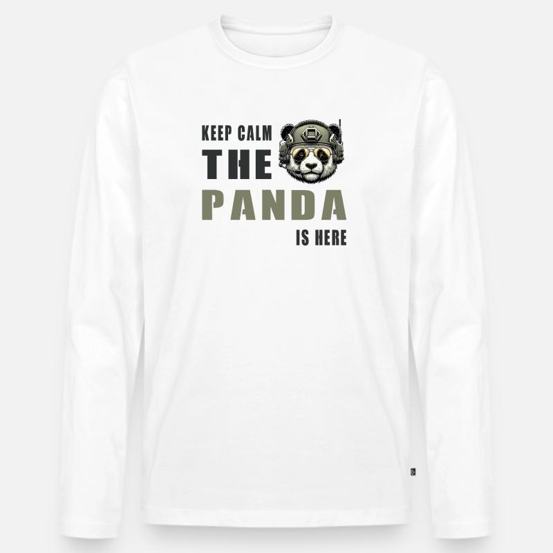 Tactical Panda – Keep Calm - Men's Premium Organic Long Sleeve Shirt - white