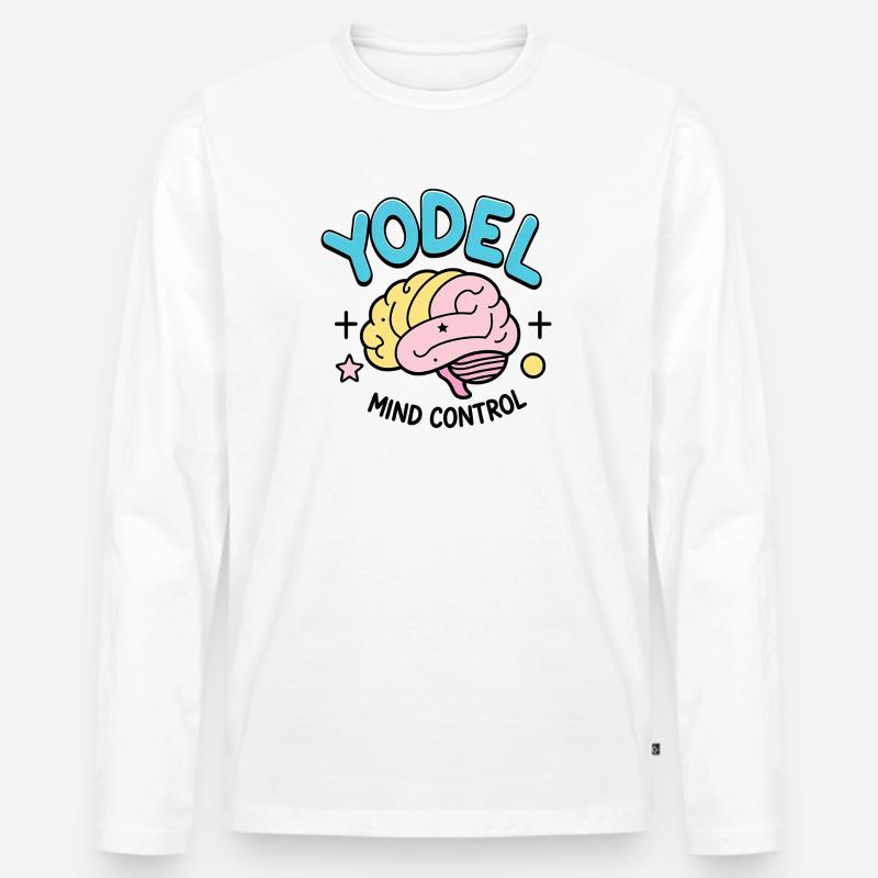 Yodel Mind Control - Männer Premium Bio Langarmshirt - Weiß