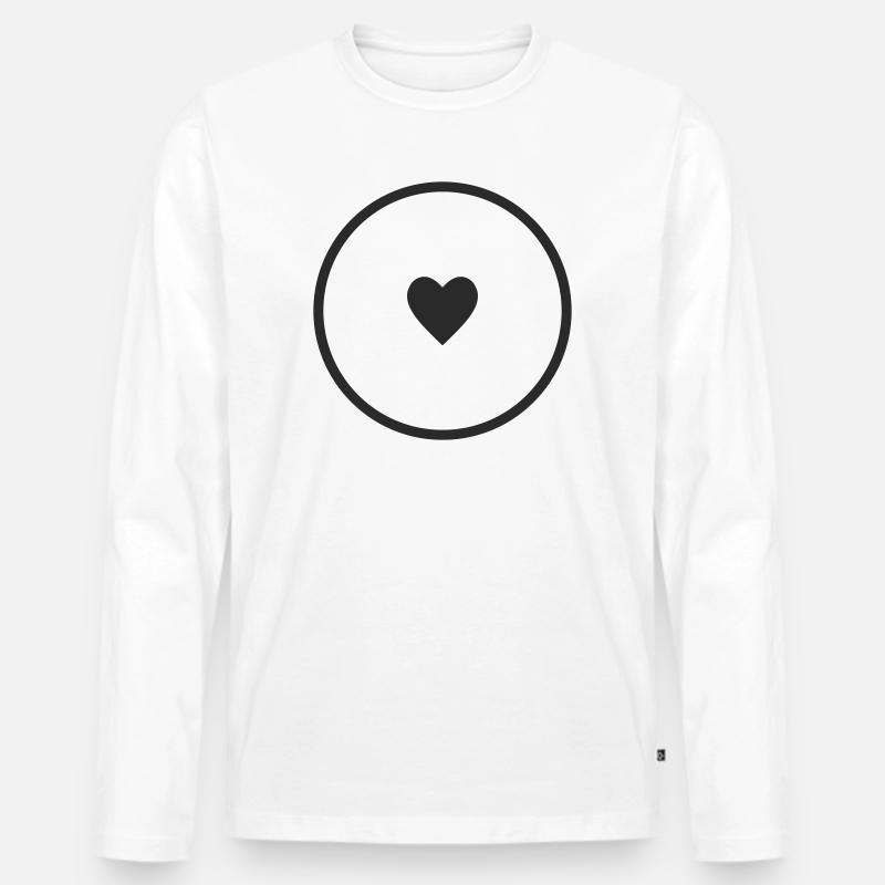 Herz - Männer Premium Bio Langarmshirt - Weiß