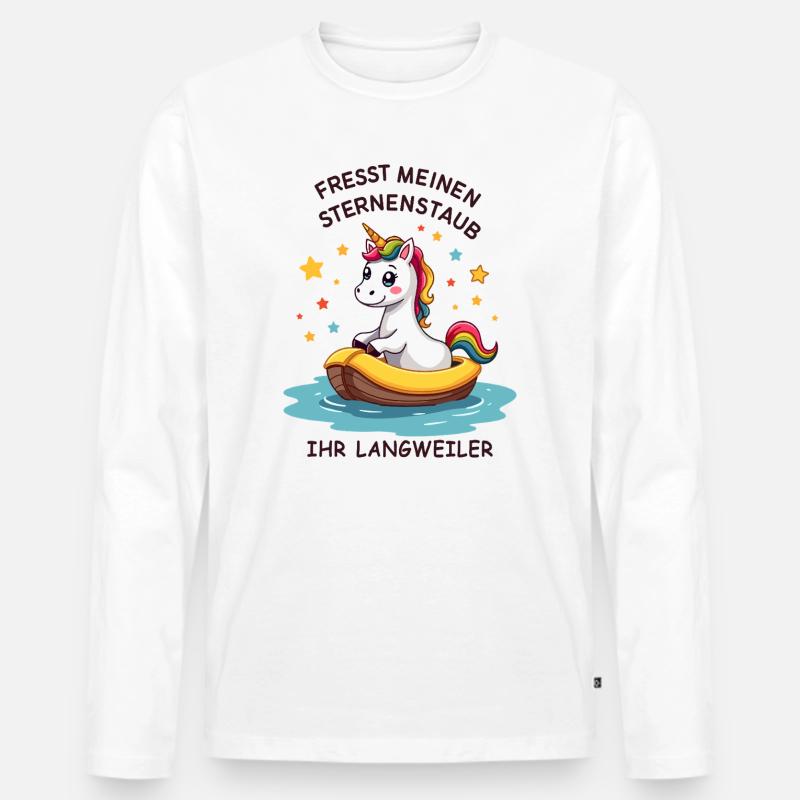 Einhorn Bootsfahrt - Männer Premium Bio Langarmshirt - Weiß