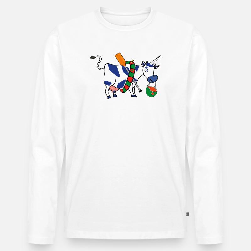 BAVARIAN UNICORN Rafting - Männer Premium Bio Langarmshirt - Weiß