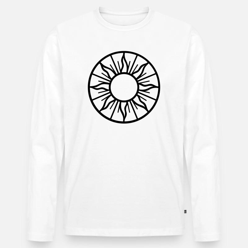 Mittsommer Sonne - Symbol der Sommersonne - Männer Premium Bio Langarmshirt - Weiß