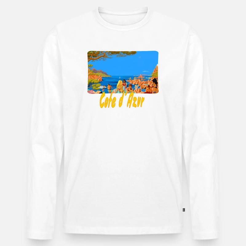 Cote d´ Azur - Männer Premium Bio Langarmshirt - Weiß