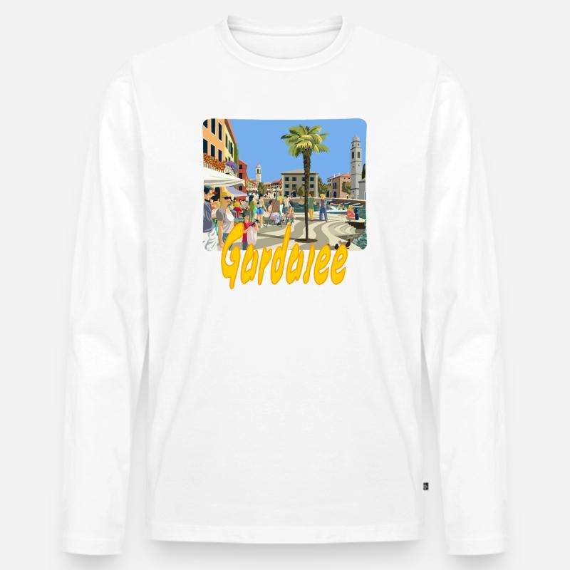 Gardasee - Männer Premium Bio Langarmshirt - Weiß