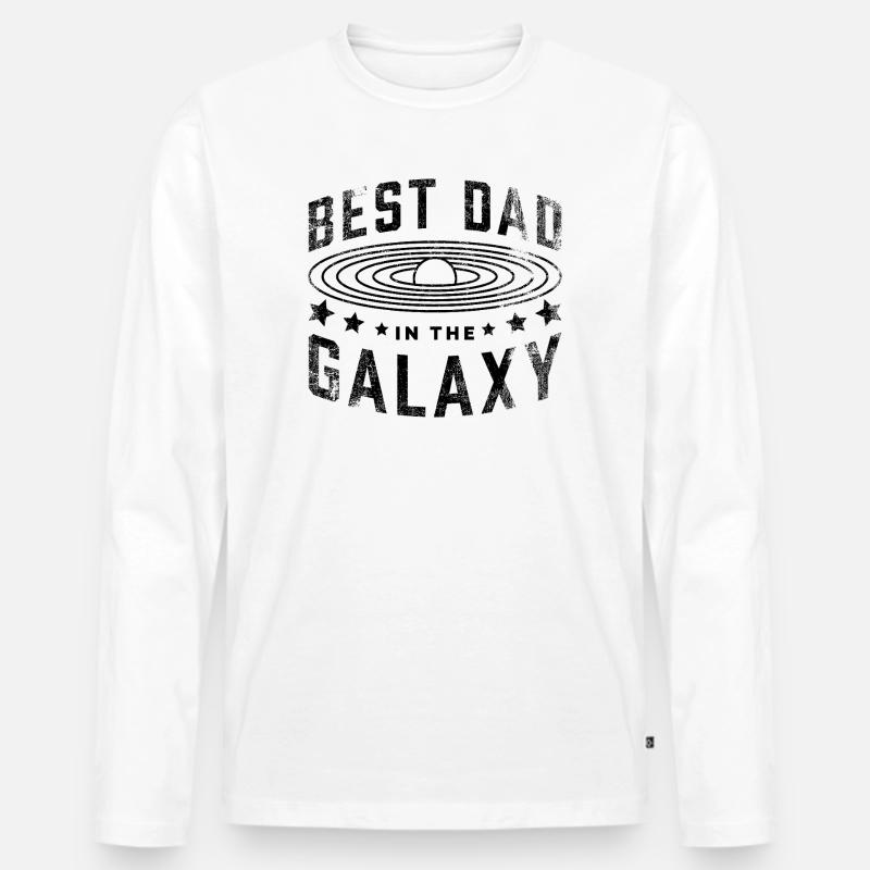 Bester Vater der Galaxis - Männer Premium Bio Langarmshirt - Weiß