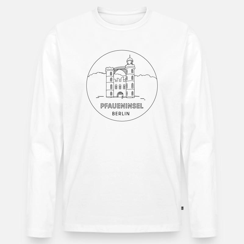 Pfaueninsel Berlin - Männer Premium Bio Langarmshirt - Weiß