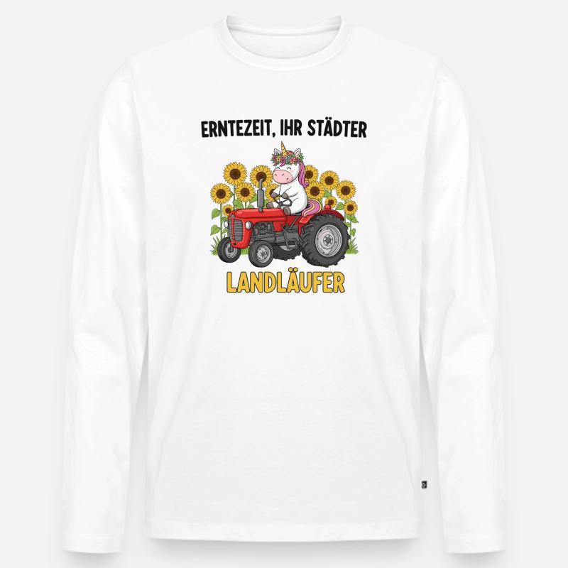 Erntezeit Landläufer - Männer Premium Bio Langarmshirt - Weiß