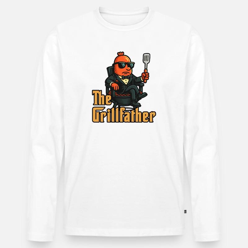 Der Grillvater - Männer Premium Bio Langarmshirt - Weiß