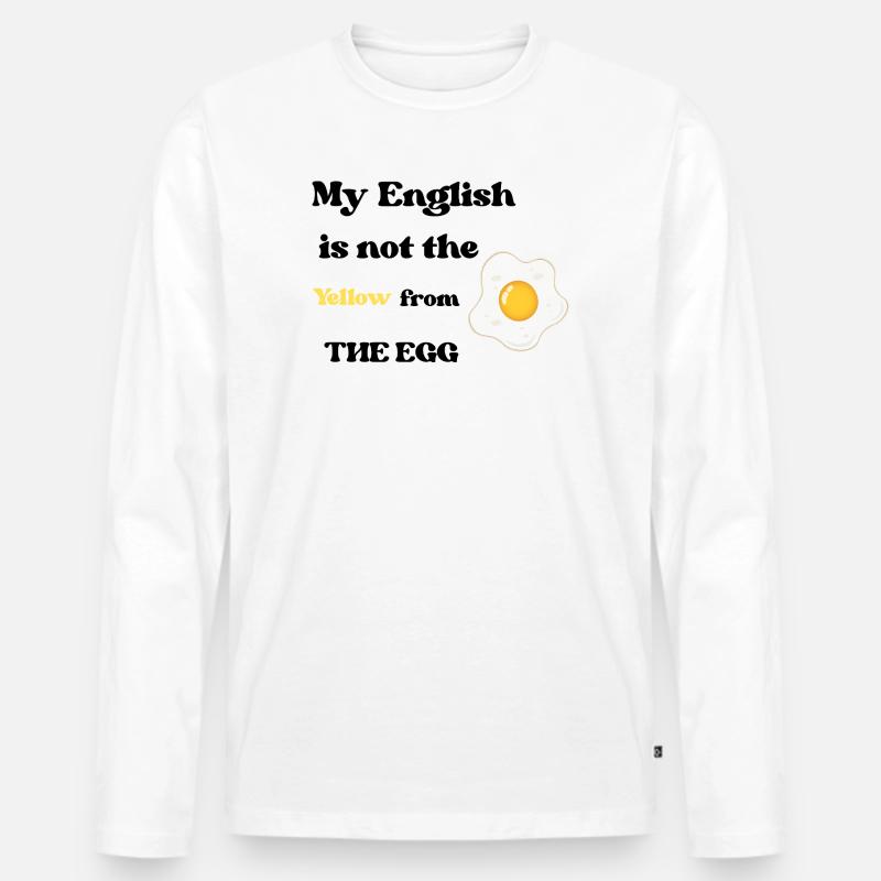 Frühstücks-Fried Egg Illustration - Männer Premium Bio Langarmshirt - Weiß
