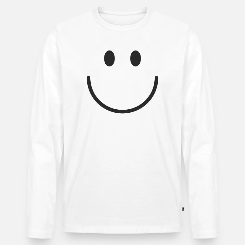 Smiley lachen lächle smile - Männer Premium Bio Langarmshirt - Weiß