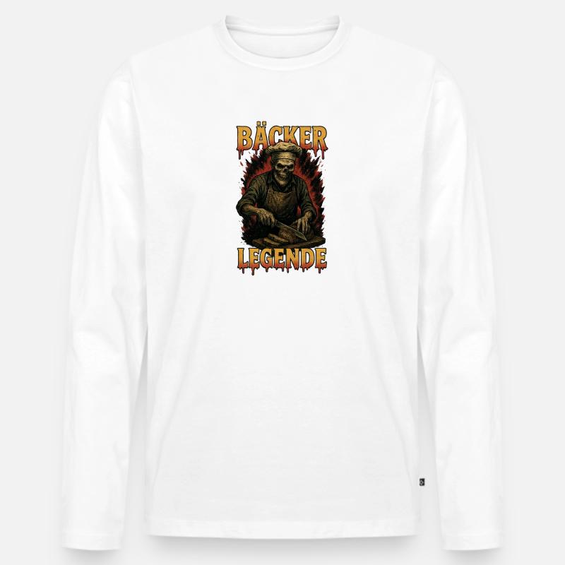 Bäcker Legende - Männer Premium Bio Langarmshirt - Weiß