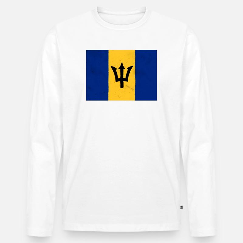Flagge von Barbados - Männer Premium Bio Langarmshirt - Weiß